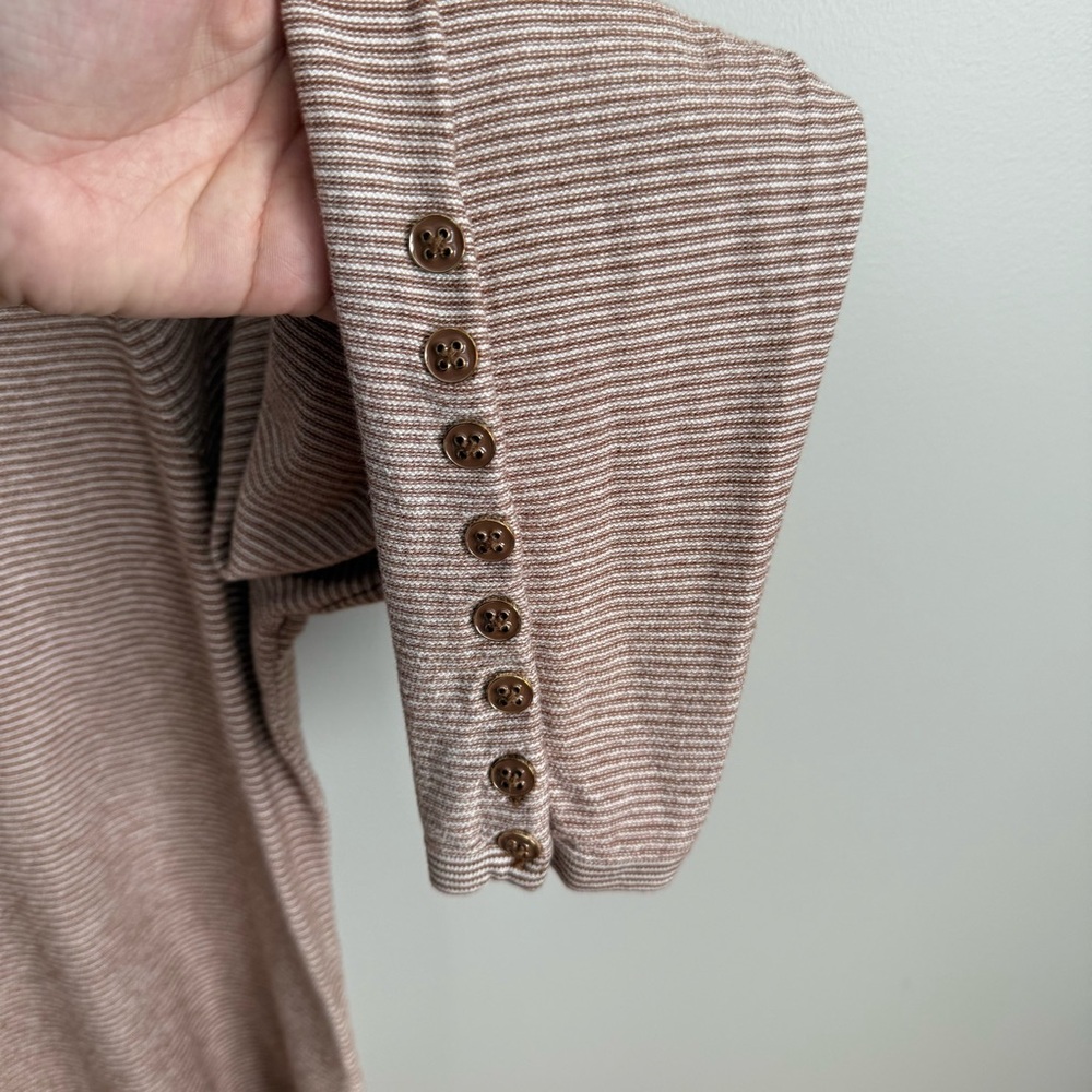 J. McLaughlin Large Jamey Brown Striped Crewneck Sweater VGUC - Picture 4 of 5